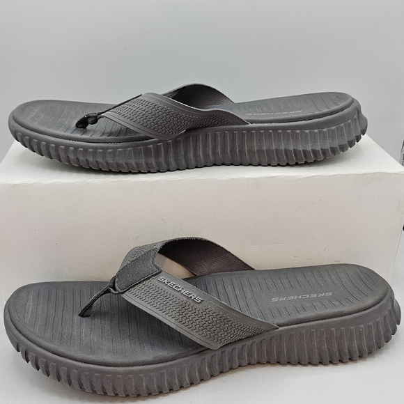 Skechers Men's Elite Flex Coastal Mist Flip-Flop gray size 13 - Picture 2 of 15